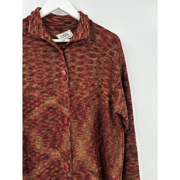 Alnoral Vintage Cardigan Sweater Womens Medium Brown Red Rust Wool Blend Knit - Picture 5 of 16